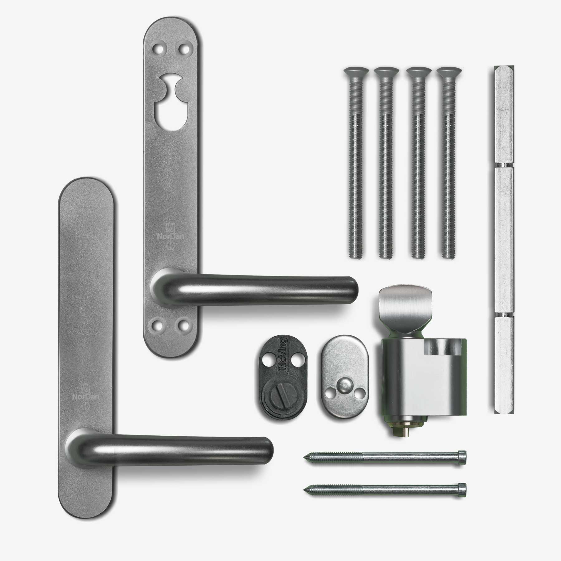 Beslagsett NorDan Balkongdør SØLV